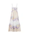 Twinset Robe Longue Bustier Florale En Ramie In Multi