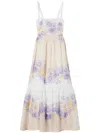 Twinset Robe Longue Bustier Florale En Ramie In Multi
