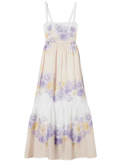 Twinset Floral-print Dress In Neutrals