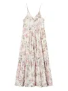 Twinset Floral Pattern Midi Dress In Neutrals