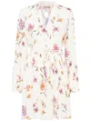 Twinset Twin-set Neutrals Floral Print Mini Dress In Neutral