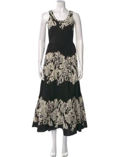 Pre-owned Twinset Floral Print Long Dress In Black