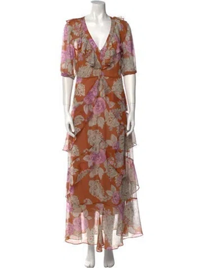 Pre-owned Twinset Floral Print Long Dress In Multi