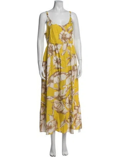 Pre-owned Twinset Floral Print Long Dress In Yellow