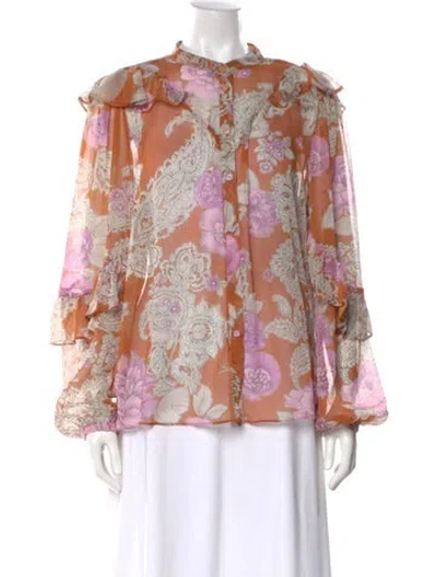 Pre-owned Twinset Floral Print Long Sleeve Blouse In Multi