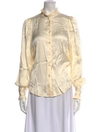 Pre-owned Twinset Floral Print Long Sleeve Blouse W/ Tags In Neutrals