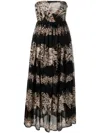 Twinset Floral-print Maxi Dress In Schwarz