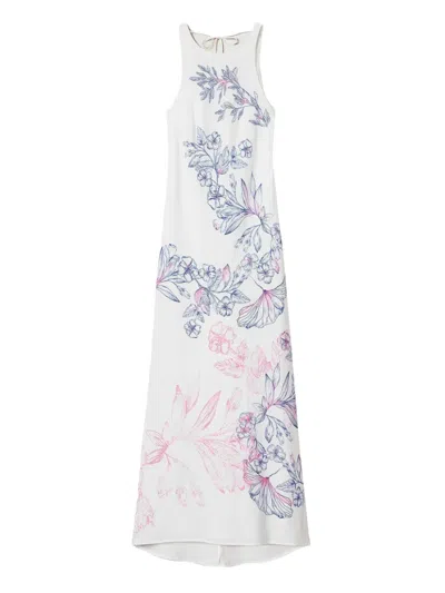 Twinset Floral-print Maxi Dress In White