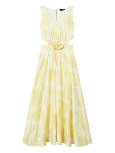 Twinset Floral-print Maxi Dress In Yellow