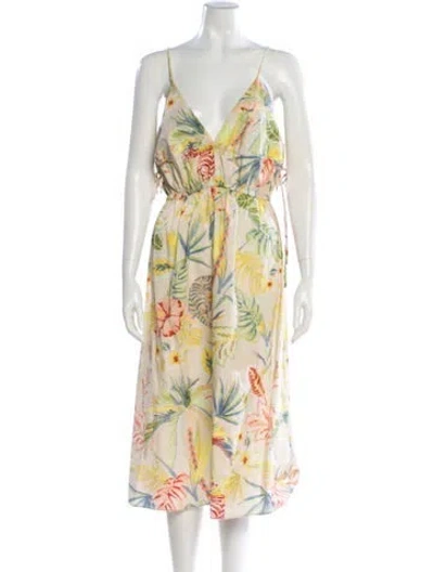 Pre-owned Twinset Floral Print Midi Length Dress In Neutrals