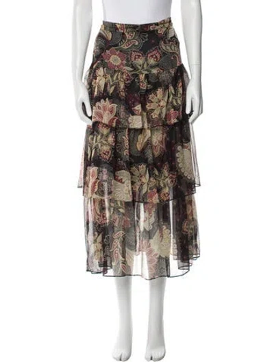 Pre-owned Twinset Floral Print Midi Length Skirt In Black