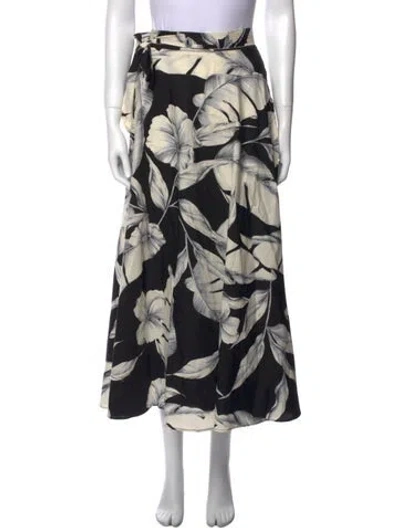 Pre-owned Twinset Floral Print Midi Length Skirt In Black