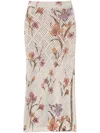 Twinset Floral-print Midi Skirt In White
