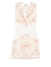 Twinset Twin-set Floral Print Mini Dress With Cinched Waist In White