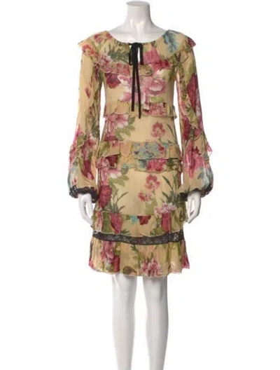 Pre-owned Twinset Floral Print Mini Dress In Yellow