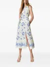 Twinset Floral-print One-shoulder Midi Dress In Neutral