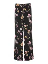 Twinset Black Floral Wide Leg Trousers In Black