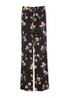 Twinset Black Floral Wide Leg Trousers In Multicolour