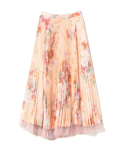 Twinset Floral-print Pleated Midi Skirt In Lilac