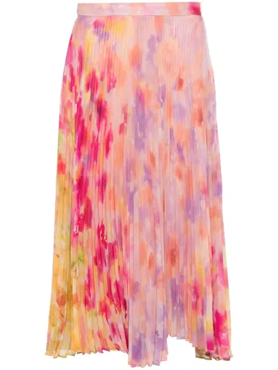 Twinset Floral-print Pleated Skirt In Pink