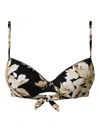 Twinset Floral-print Push-up Bikini Top In Black