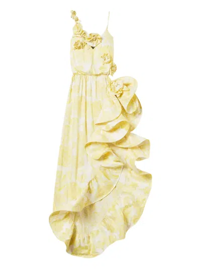 Twinset Floral-print Ruffled Dress In Yellow