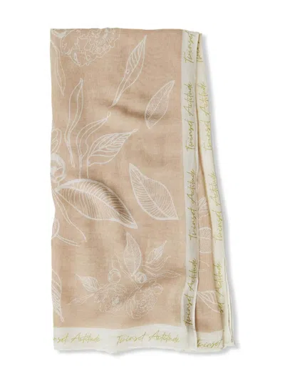 Twinset Floral-print Scarf In Neutrals
