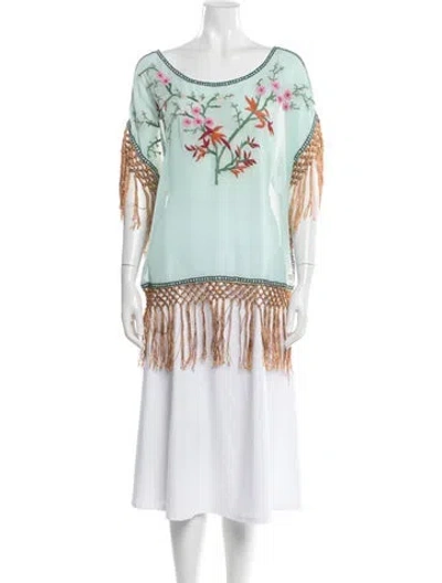 Pre-owned Twinset Floral Print Scoop Neck Top In Blue