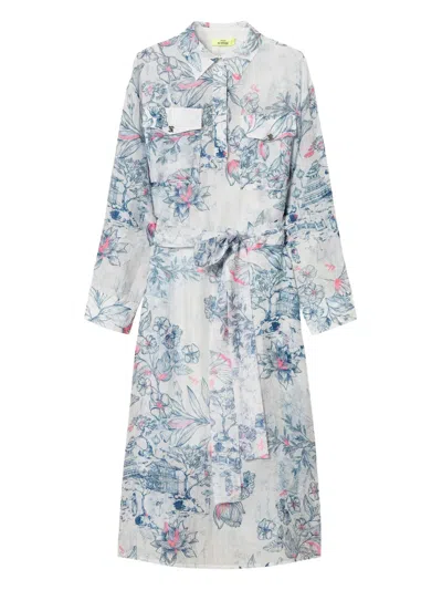Twinset Floral-print Shirt Dress In White