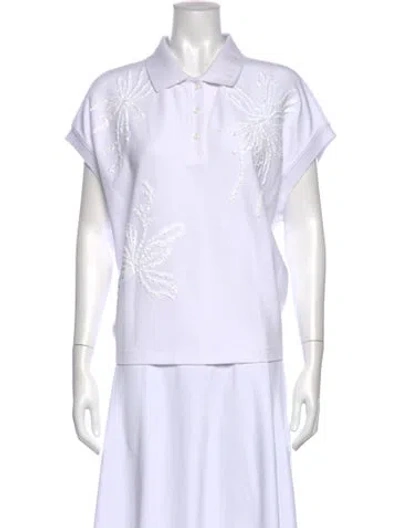 Pre-owned Twinset Floral Print Short Sleeve Polo In White