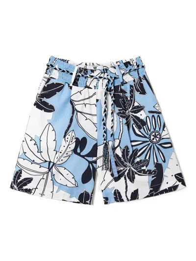 Twinset Floral-print Shorts In Blue