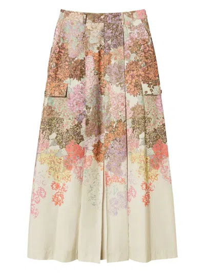 Twinset Floral-print Skirt In Neutrals