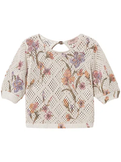 Twinset Floral-print Sweater In St.iris