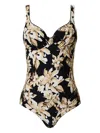 Twinset Floral-print Swimsuit In 黑色
