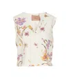 Twinset Vest In Whit With Floral Print