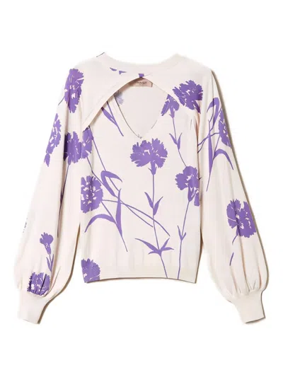 Twinset Floral-print Top (set Of Two) In White