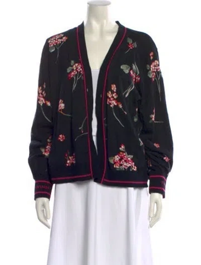 Pre-owned Twinset Floral Print V-neck Sweater In Black