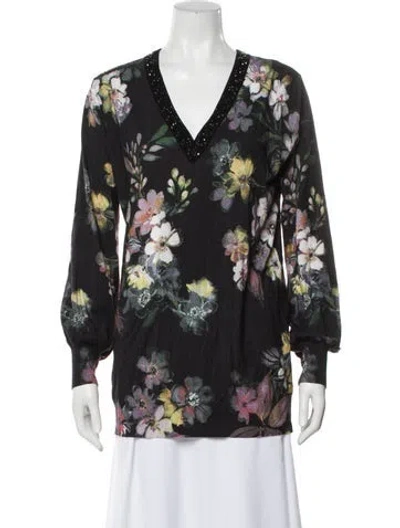 Pre-owned Twinset Floral Print V-neck Sweater In Multi