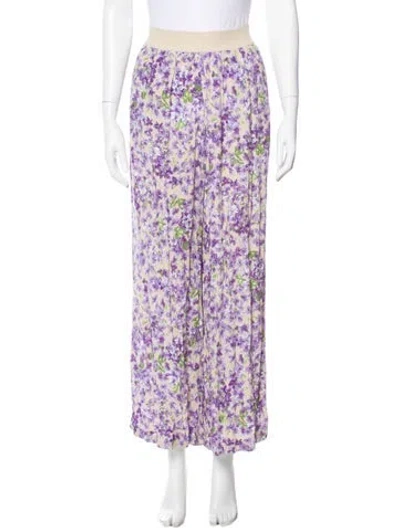 Pre-owned Twinset Floral Print Wide Leg Pants In Purple