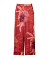Twinset Floral-print Wide-leg Trousers In Coral Red/color