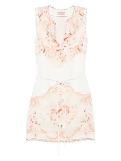 Twinset Floral-printed Mini Dress In White