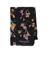Twinset Black Scarf With Floral Print In Black