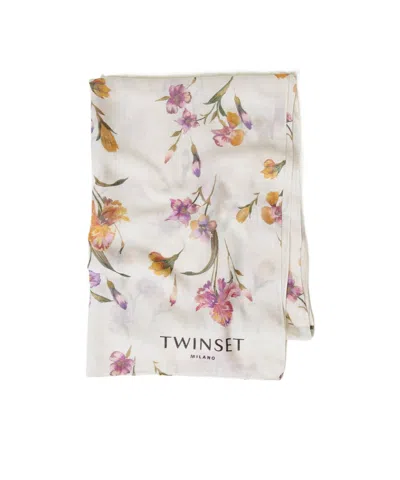 Twinset Floral Printed Scarf In Madreperla-floreale