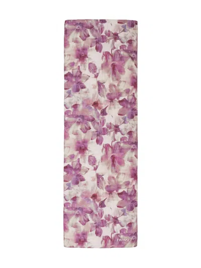 Twinset Floral Scarf In Purple