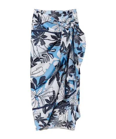 Twinset Floral Skirt In Blue