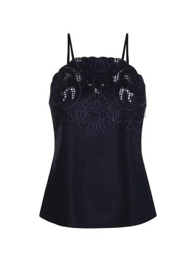 Twinset Floral Tank Top In Blue