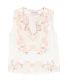 Twinset Twin-set Sleeveless Floral-embroidered Top With Scalloped Edges In White