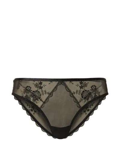 Twinset Floral Tulle Briefs In Black
