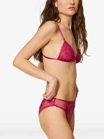 Twinset Floral Tulle Briefs In Pink