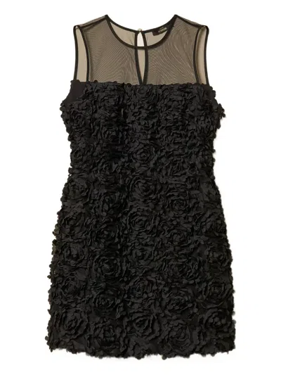 Twinset Floral Tulle Mini Dress In Black